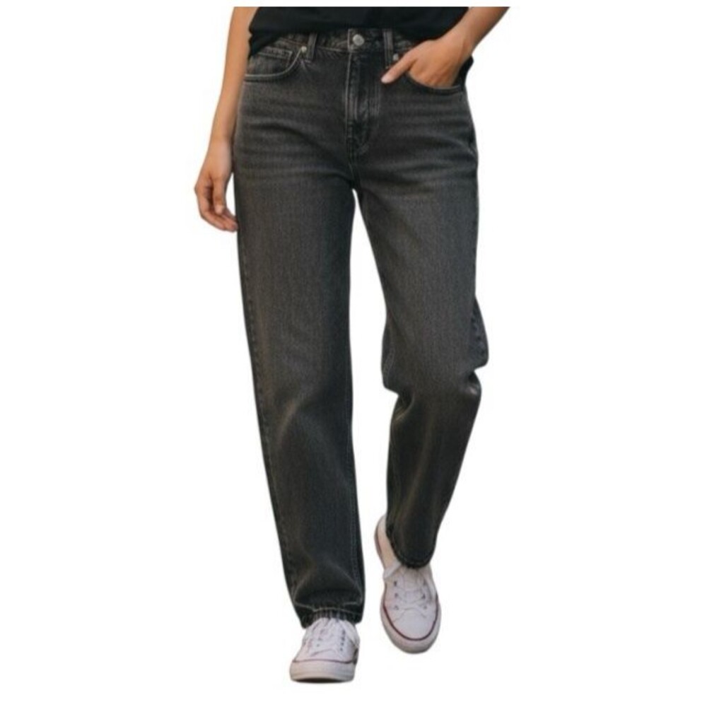 Good American 90's Relaxed Jeans Women 4 27 High Waist Black Gray Stretch
